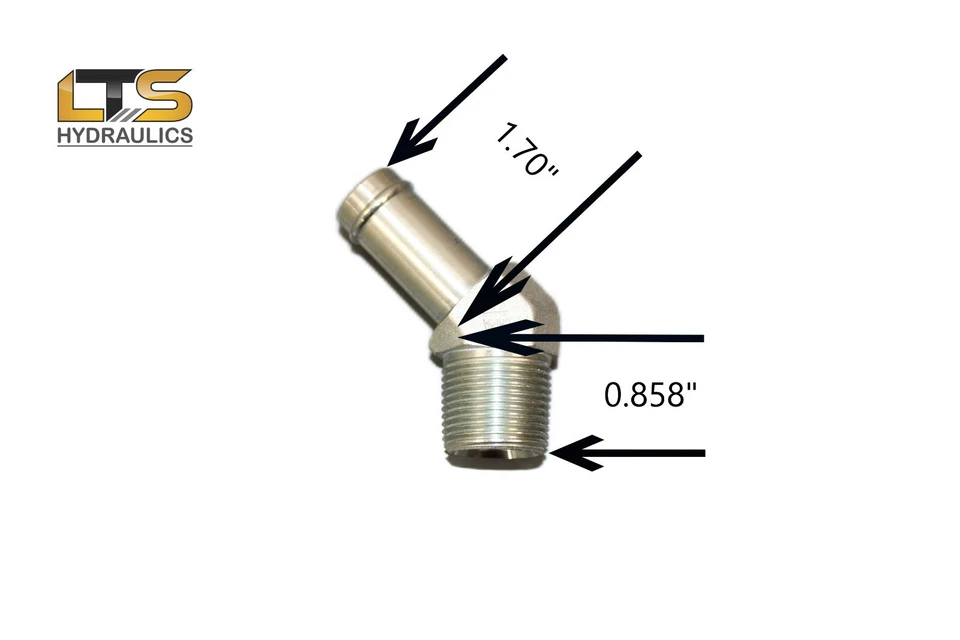 1/4" Beaded Hose Barb x 1/4" Male Pipe NPT 45° Steel Adapter 4503-04-04 - Image 3 of 4