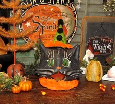 New Bethany Lowe Halloween Large Sassy Cat Black Cat Paper Mache Bucket ~ TJ8284