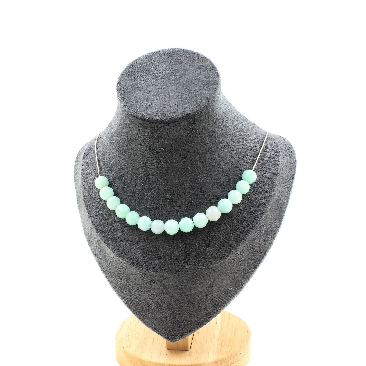 stones And Necklace 15 Amazonite Beads Stainless