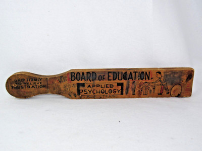 Vintage Board Of Education Applied Psychology Wooden Spanking Paddle- Doodle Art