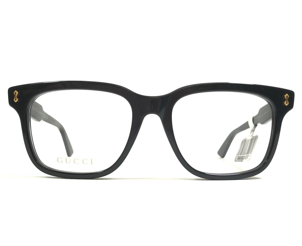 メガネ Gucci GG1265O 004 Luxury Square Horn Frame, Large Gucci Eyeglasses Frames GG1265O 004 Polished Black Gold