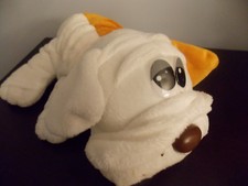 2014 Hasbro Pound Puppies White and Brown 13" Long Puppy Dog Stuffed Plush EUC