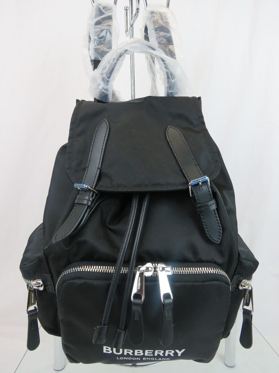 NWT BURBERRY RUCKSACK BLACK NYLON BUCKLE LEATHER BACKPACK NWT BURBERRY RUCKSACK BLACK NYLON BUCKLE LEATHER BACKPACK