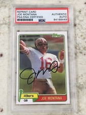Joe Montana 1981 Topps Card #216 Rookie Card RC PSA Authentic Auto RP Card