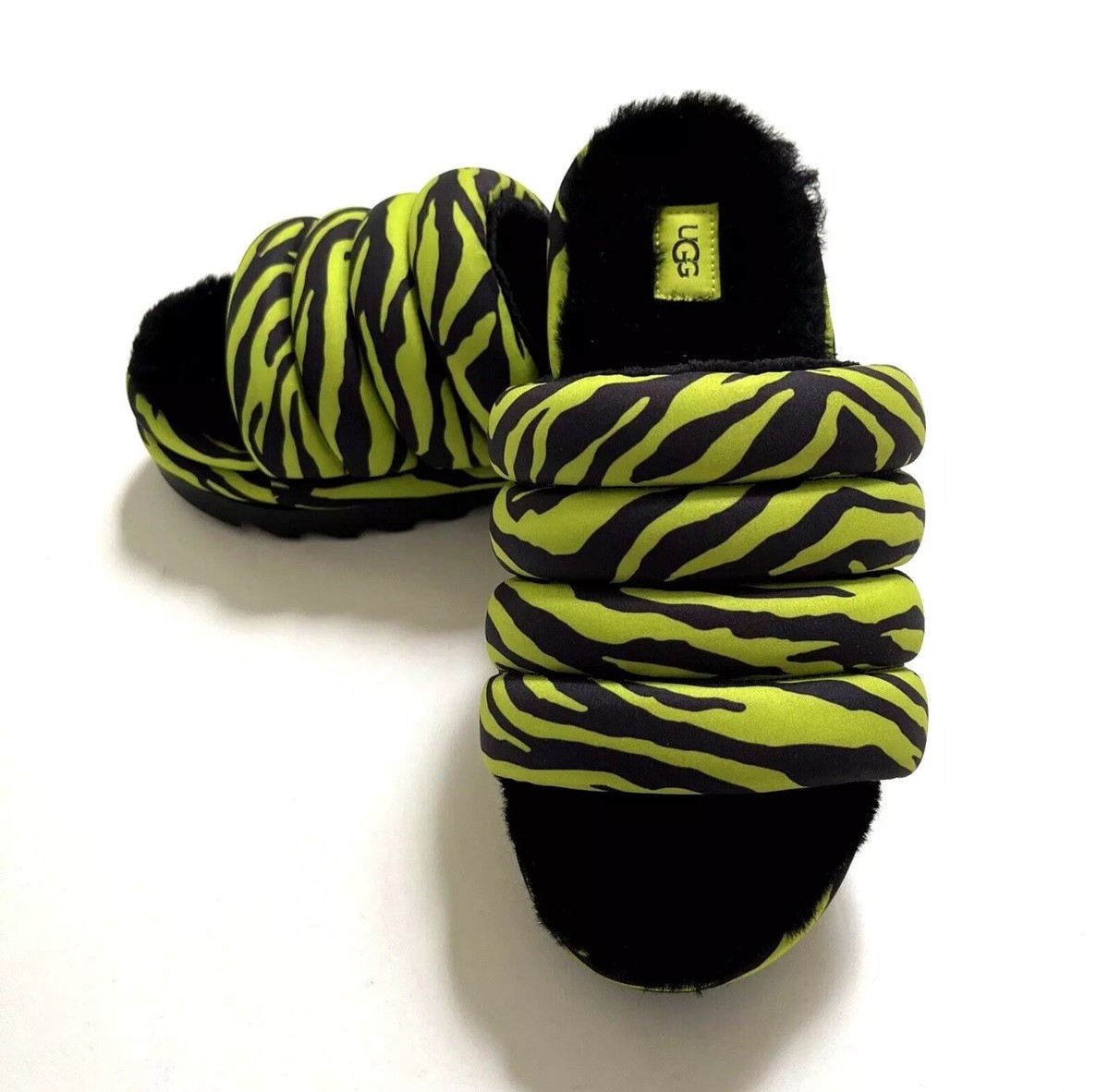 Ugg Maxi Slide Tiger Print Slipper Slide Sandals in Key Lime Size 