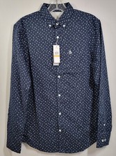 Original Penguin Long Sleeve Button-Up Shirt Men's S Dark Sapphire Print