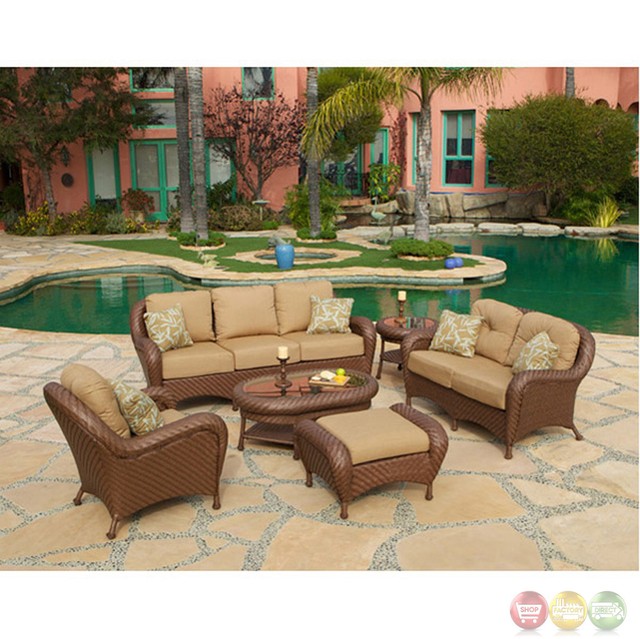 Endura Outdoor Seating Set 6 Pc Modular All Weather Sunbrella Fabric Brown For Sale Online Ebay