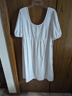chinese dress ladies Simple Linen Dress/ Summer Linen Dress/ Maternity Dress/ Casual Dress/ Tent Dress White