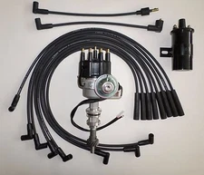 FORD 351C 400 429 460 BLACK Small HEI Distributor + 45K Coil + USA PLUG WIRES