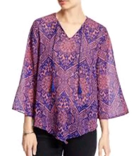 Banana Republic Top Women's Large Purple Long Sleeve Pullover Blouse - Picture 1 of 9