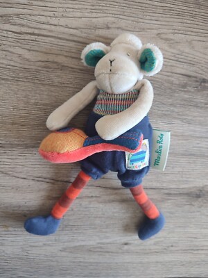 Peluche hochet doudou Moulin Roty Zephyr Mouton guitar 20cm Les