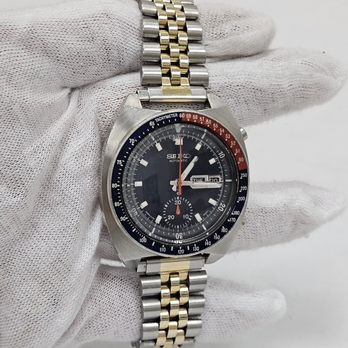 Vintage Seiko 6139-6005 Blue Pogue Pepsi Bezel Chronograph 17 Jewel - Picture 2 of 14