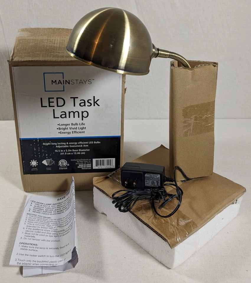 Lâmpada de tarefa LED Mainstays ajustável braço pescoço de ganso 16,5" T x 5,3" diâmetro base - Imagem 2 de 4