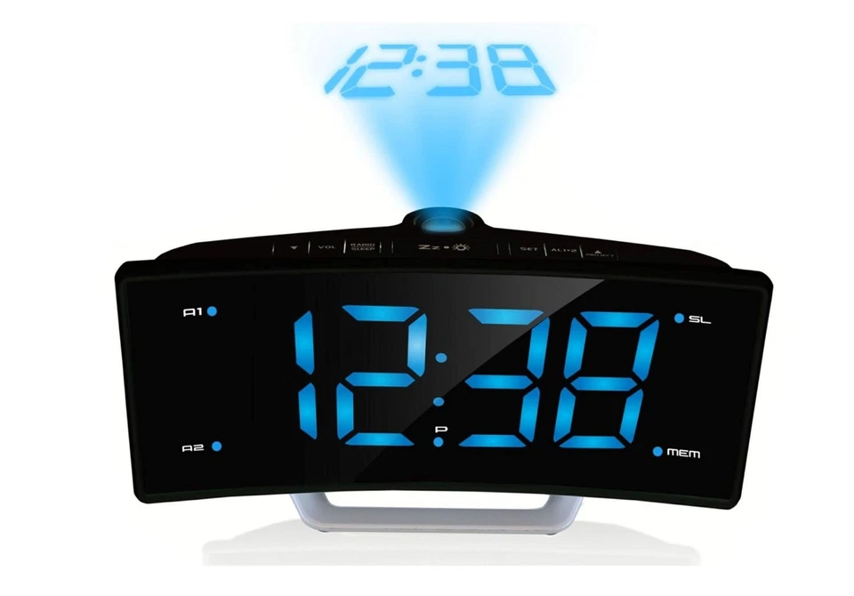 Radiowecker UKW Radio mit Projektion Jumbo Display und 2 Weckzeiten