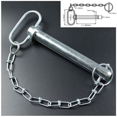 Oberlenkerbolzen Kat 3 Sicherungsbolzen Steckbolzen Ø 32mm L187mm Handgriff