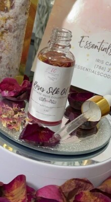 Luxury Roses Silk Oil 2oz Cottage Hills Collection w/Roses Petals and Gold Leaf