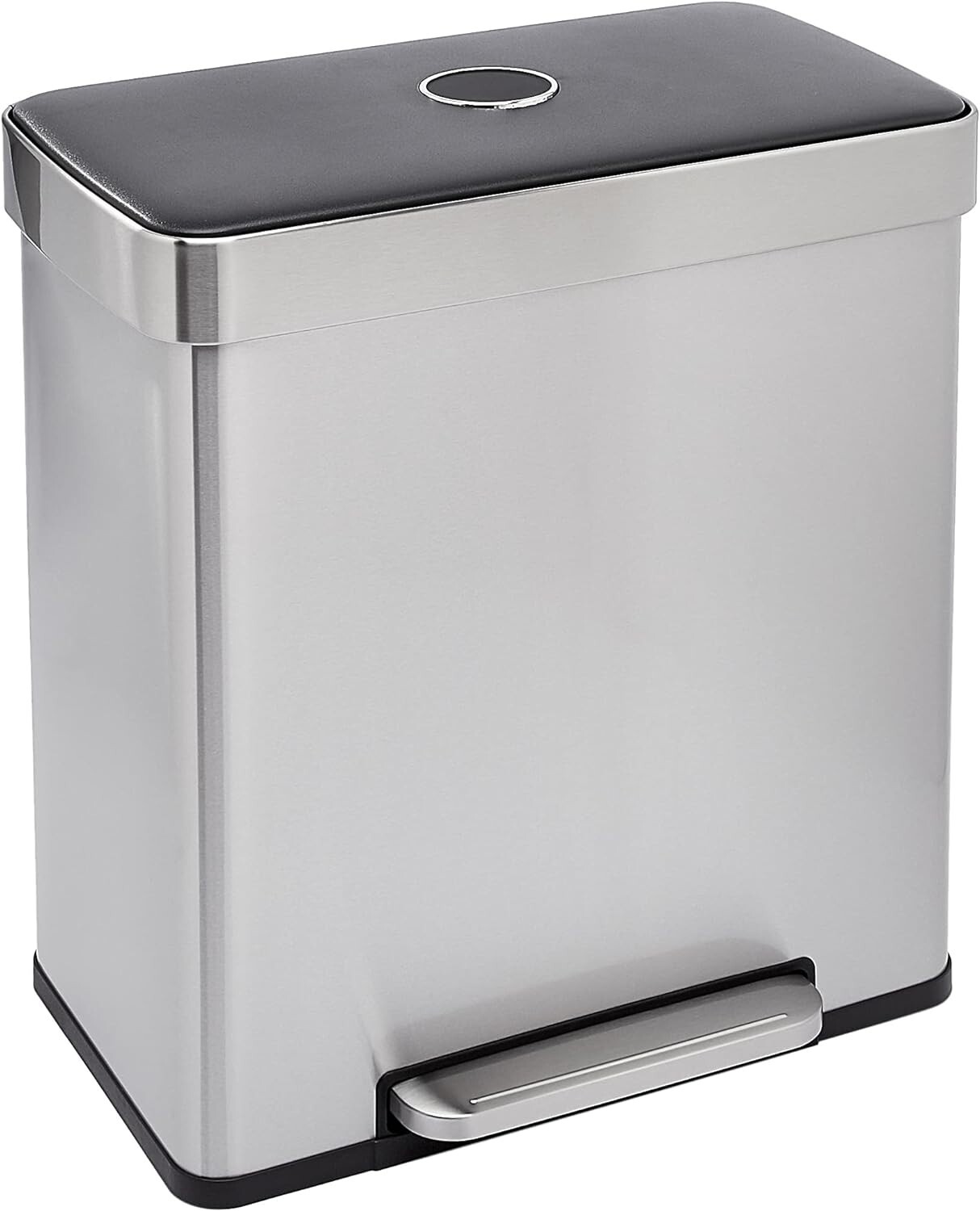 Durable 60L Rectangular Trash Can with Smudge-Proof Steel and Non-Slip Base