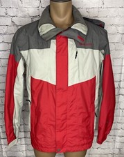 Youth Columbia Jacket Gray Red Omni Tech Coat Zip Up 18/20 With Hood