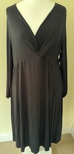BNWT LIVE UNLIMITED BLACK V NECK TWIST FRONT STRETCH FABRIC DRESS - SIZE 22!!