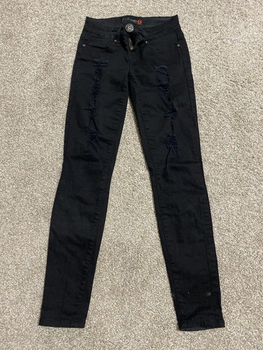 G By Guess Black Ripped Jeans Super Skinny Stretch