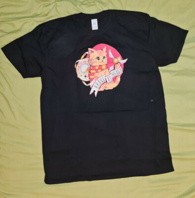 BRAND NEW QWERTEE BRAVE CAT BLACK T-SHIRT size XXL 2XL HARRY POTTER