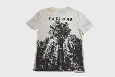 Recyclo Mens Explore Big Tree Forest Graphic Ivory Shirt New S, L