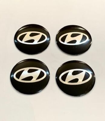 4x 56mm Für Hyundai Aufkleber Felgendeckel Nabenkappen Radkappe Stickers Schwarz