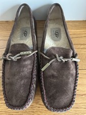 UGG Australia Moccasins Slippers Women s Size 6.5 EU 37.5 Sheepskin Brown Logo