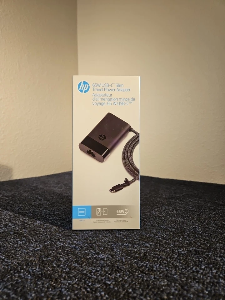NEU VERSIEGELT Original OEM HP 65W USB-C Slim Reise Netzteil 3PN48AA #ABA Neu im Karton