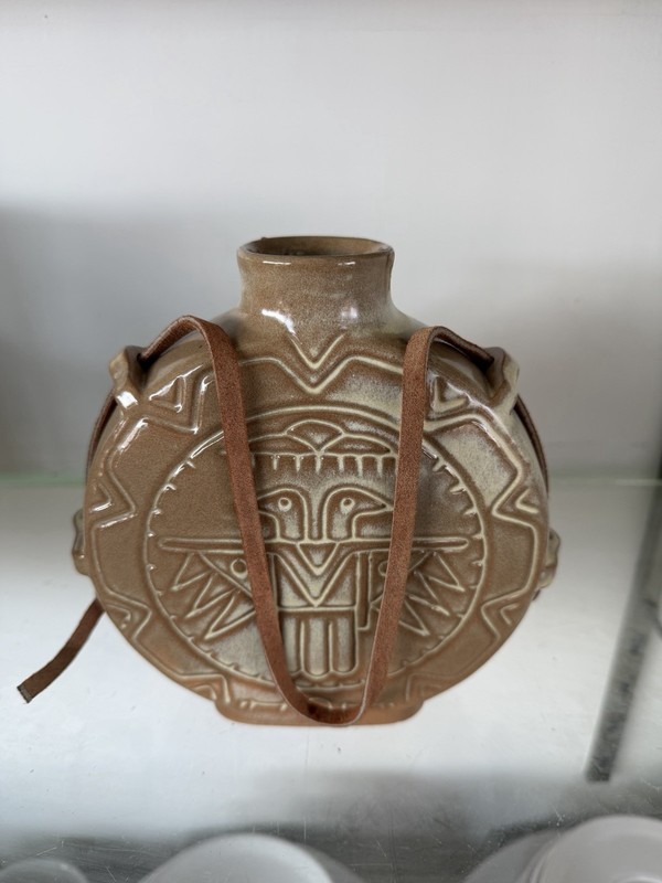 Frankoma 59 Mayan Aztec Desert Gold Canteen.  New.  Mint Condition.  RARE