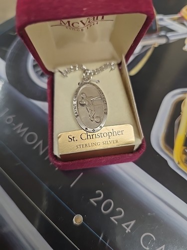 Vintage Sterlingsilber ST CHRISTOPHER PROTECT US Medaillon 24" Halskette & Anhänger - Bild 12 von 12