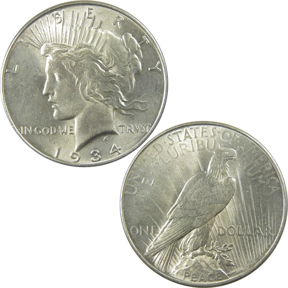 1934 Peace Dollar Borderline Uncirculated Silver $1 Coin SKU:I22033 - Image 3 of 4