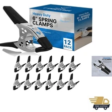 12 Pack - 6" inch Spring Clamp Large Super Heavy Duty Spring Metal Black - 3 ...