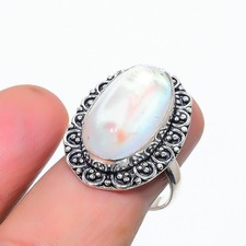 Rainbow White Topaz Gemstone 925 Sterling Silver Jewelry Ring Size 8 US 