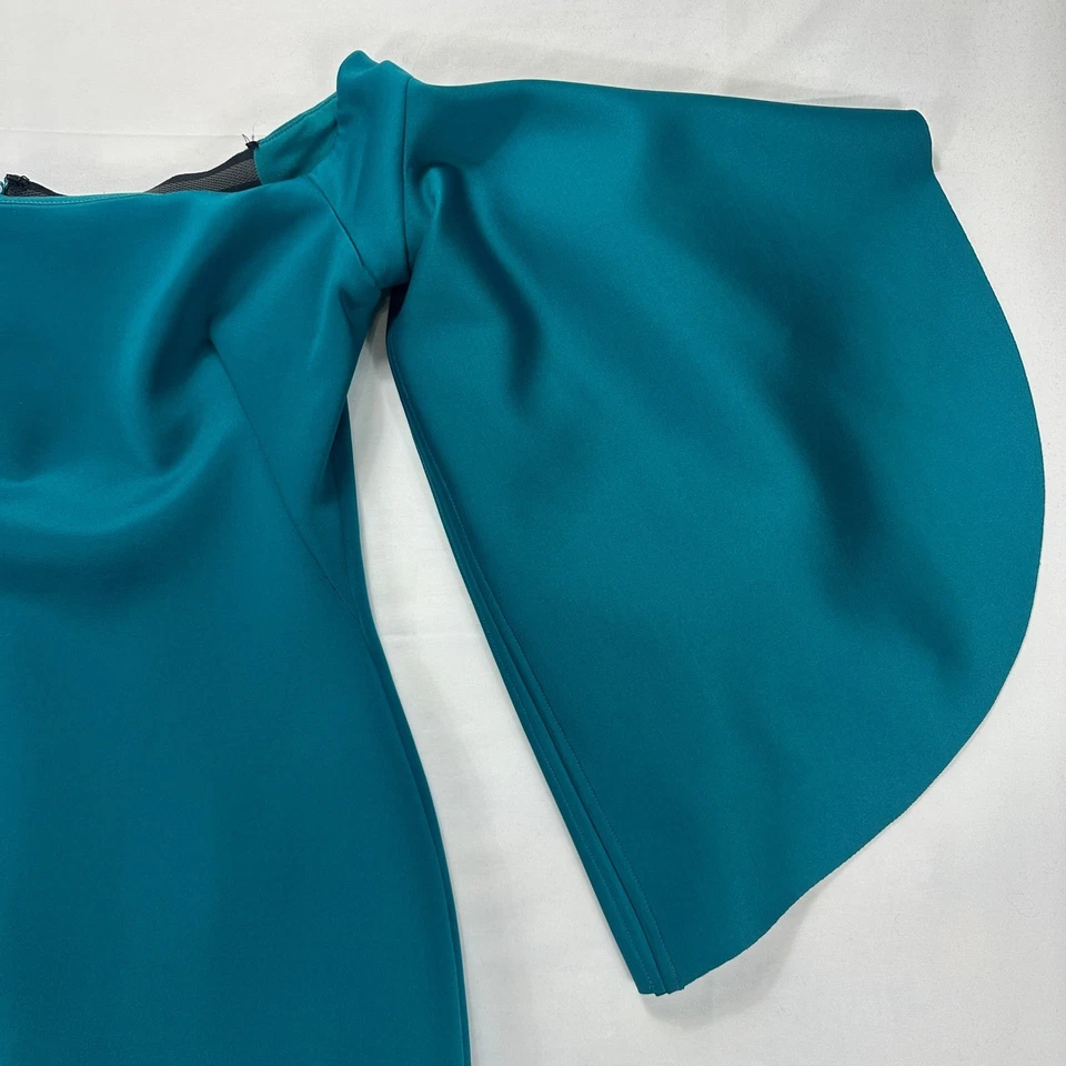 Black Halo Eve Women's Teal Off Shoulder Bell Sleeve Sheath Dress Size 4 - Image 4 of 4