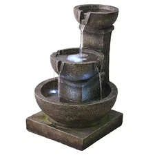 16. 4In Outdoor Waterfall Fountain-3-Tiered Relaxing Soothing Garden Fountains w