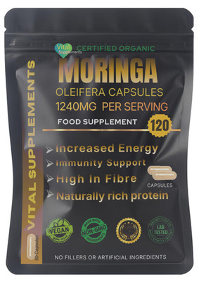 Moringa Kapseln 1240mg | Bio Moringa Oleifera Blatt | Vegan | Nahrungsergänzungsmittel