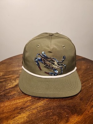 Duck Camp Blue Crab Olive Green Rope Hat/Cap  Snapback Fishing New