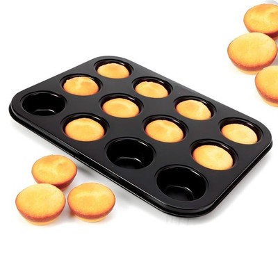 Round Muffin Baking Pan of 12 cup,Bakeware Cupcake Pan,Great for Making Muffi...