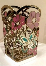 Bath  Body Works Pink Foaming Soap Holder Sleeve Gold Pink Flowers Butterflies