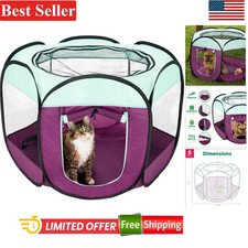 Portable Dog Playpen  Cat Tent - Pop-Up Pet Playground in Purple, Small Size