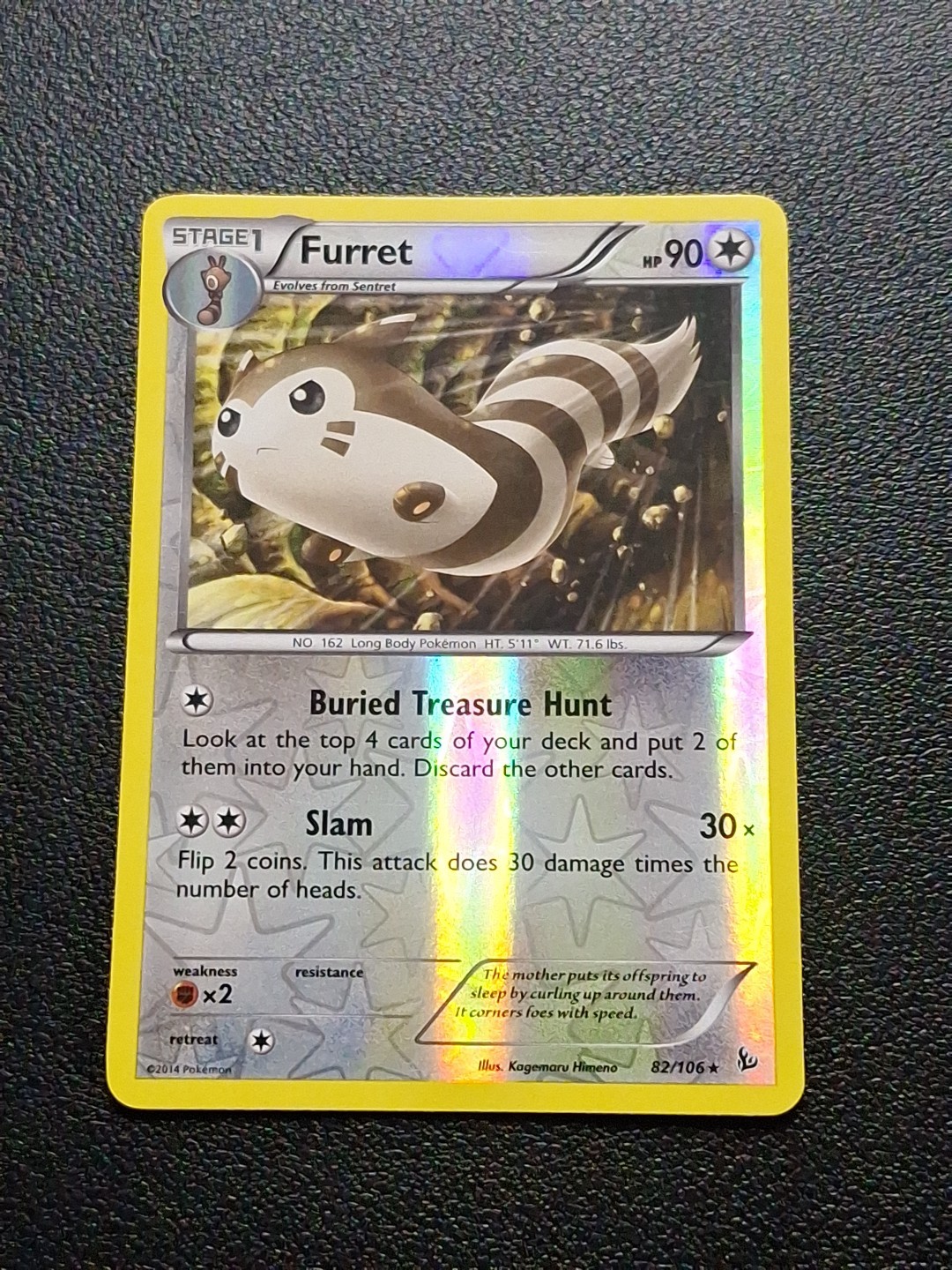 2014 POKEMON RARE FURRET 82/106 - XY FLASHFIRE REVERSE HOLO Lightly Played