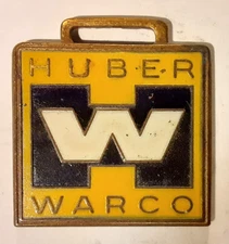 * EARLY * Antique Advertising Watch Fob - Huber Warco - Enameled - Marion Ohio