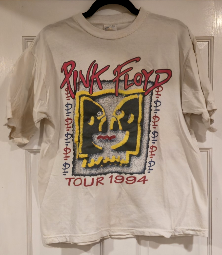 Vintage Pink Flold 1994 Division Bell Tour T-Shirt , Size L, White