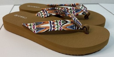 Ampeo Women s Arch Support Flip Flop Sandals Size 8 Aztec Design New Without Box