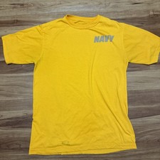 US NAVY Yellow T Shirt Reflective Made In USA Medium