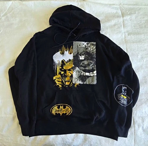 DC Batman Joker Dark Knight Graphic Fleece Pullover Hoodie Black Men’s XL - product listing photo