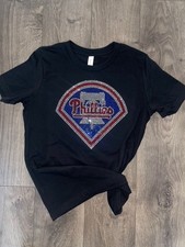 Phillies Rhinestone Bella Canvas Women's Relaxed Jersey Short Sleeve T-Shirt