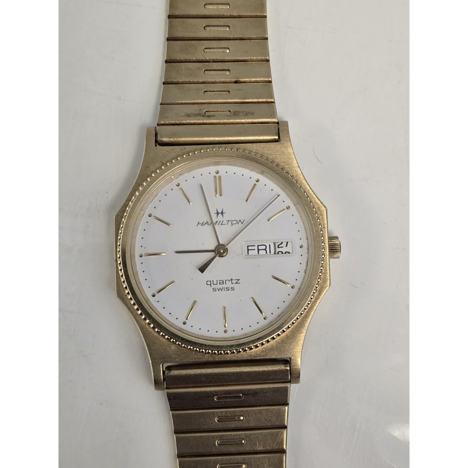 Vintage Hamilton Gold-Tone Swiss Made Quartz Dress Watch - 9978 -
