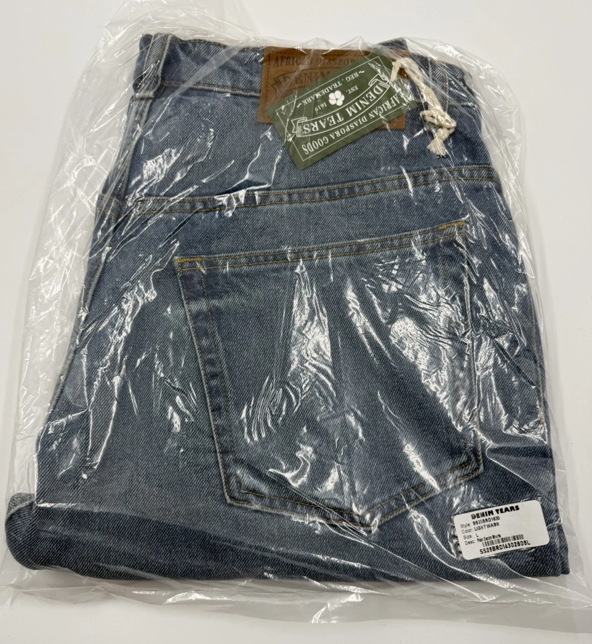 DENIM TEARS Men's Light Wash Denim Frayed Hem 5-Pocket Shorts L Made In USA
